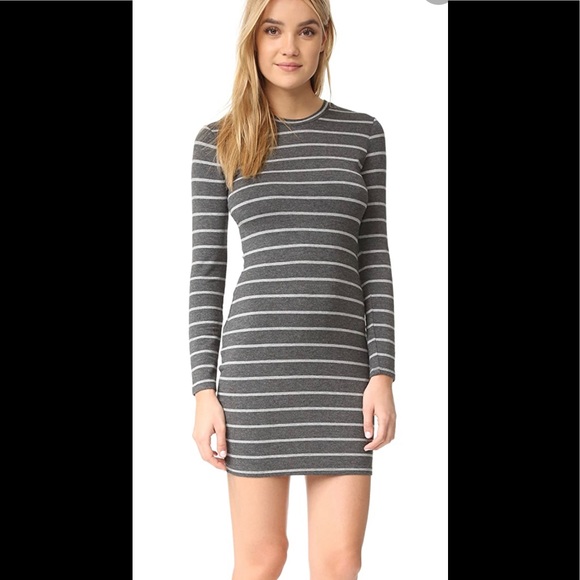 Anthropologie Cupcakes and Cashmere Malbec Dress Grey Stripe Jersey Keyhole Back - Picture 5 of 7